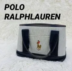 POLO RALPHLAUREN トートバッグ グレー キャンバス コットン