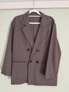 チェック柄 ダブルブレストジャケット Mサイズ