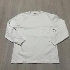 ユニクロ 長袖Tシャツ クルーネック ポケット付き 白