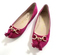 美品 ブリジットバーキン 24cm フラット バレエシューズ フリンジ ピンクのサムネイル