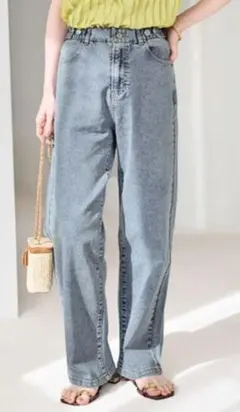 ベルーナ ひんやり 隠しゴムで見た目すっきり！ ストレッチ デニム LLのサムネイル