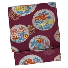 ¨̮⃝ 乙女な 名古屋帯 鳥と花 織り出し 昭和レトロ