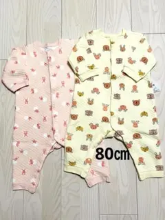 UNIQLO/ユニクロ キルトカバーオール（長袖）2点セット 80 動物柄