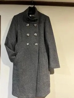 ディノス　グレー と黒ツィードダブルブレスト コート