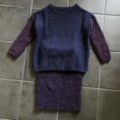 ニットセットアップ ネイビーとパープル