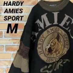 HARDY AMIES SPORT ニット セーター ウール アニマル柄 黒のサムネイル