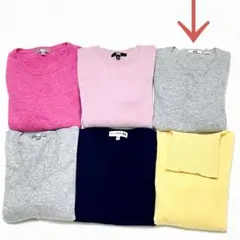 極美品★カシミヤ100% ユニクロ　Vネック　グレー　長袖　ニット　セーター