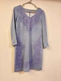 Diagram 刺繍入りライトパープル チュニック ワンピース