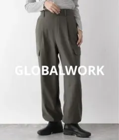 新品GLOBAL WORK⭐︎あったかハイウエストカーゴパンツ　М