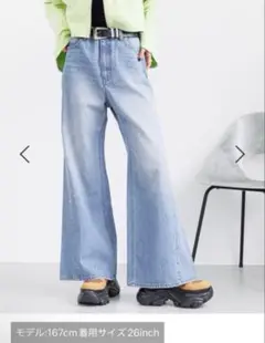PAGEBOY フルワイドジーンズ 27inch L 加工ブルー