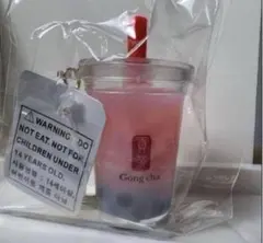 貢茶 立体キーホルダー ストロベリーパールミルクティー キーリング