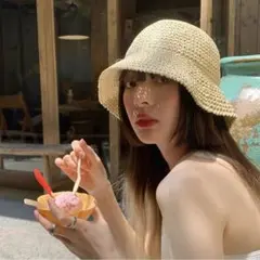 シンプル夏ハット　韓国ファッション　日除け　春夏アウトドア　帽子　おしゃれ麦わら