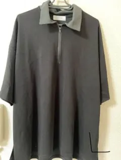 オーバーサイズ半袖ハーフジップシャツ 黒