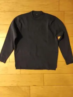 MUJILabo ミラノリブ編み クルーネックニット ネイビー