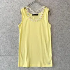 【美品】 アズノウアズ フラワー レース タンクトップ イエロー インナー 花柄のサムネイル