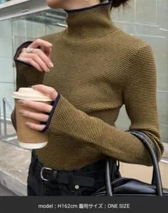 チャオパニックティピー アンチピリング配色ボーダータートルニット　ネイビー