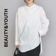 BEAUTY&YOUTH コットンタイプライターワイド スキッパーシャツのサムネイル
