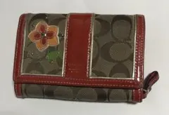 Coach 二つ折り財布 ブラウン/レッド