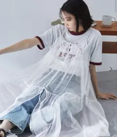 2WAYラメリボンチュールキャミワンピース