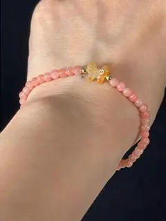 ミャンマー産天然翡翠 A貨 サクラピンク 15.5cm　可愛いブレスレットB1