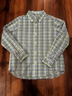 UNIQLO チェック柄長袖シャツ キッズ 子供服 グリーン ブルー　130