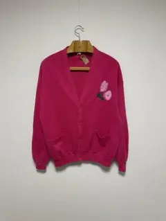 90s USA製 JERZEES お花 刺繍 スウェット カーディガン