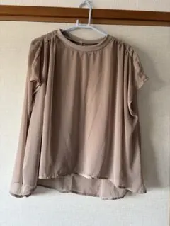 レディース 半袖 シフォンブラウス ベージュ Mサイズのサムネイル