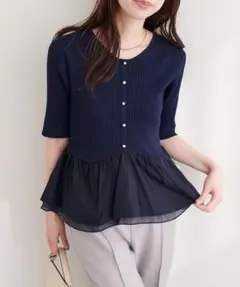 CELFORD 洗える ラッフルカットトップス ネイビー36サイズ - メルカリ