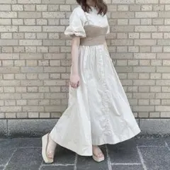 SNIDEL　ORGANICS ニットビスチェ付きシャツワンピース