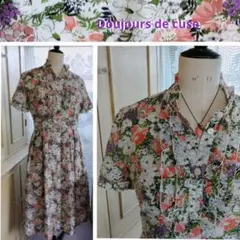 Doujours de cuse★花柄フリルワンピース 上質シルクコットン