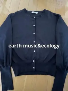 ブラック 黒 カーディガン 花 earth music&ecology