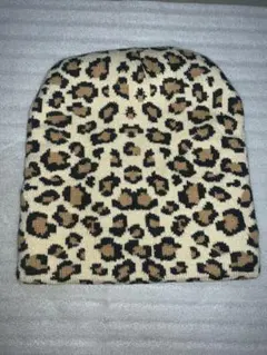 残り僅か！Y2K ニット帽 ビーニー ヒョウ柄　豹柄　アニマルジャガード