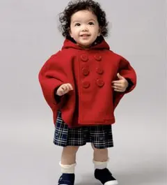 ミキハウス　ポンチョ　赤　ベビーマント