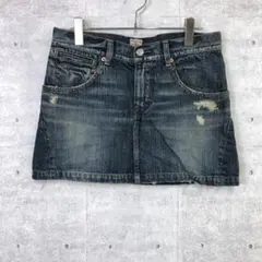 00s RNA SLANG 古着 水玉柄裏地 ダメージ加工 デニムミニスカートのサムネイル