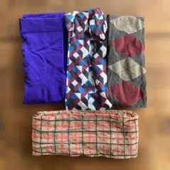 タイツ4着セット（紫・幾何学模様・グレー・シースルーチェック）