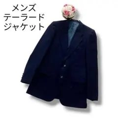 メンズ　ウール　テーラードジャケット　スーツ　ネイビー　フリーサイズ