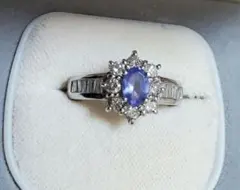 Pt900 サファイア ダイヤモンド0.60ct フラワーリング 9号 - メルカリ