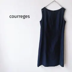 【クレージュ】ノースリーブワンピース 9号 紺 膝丈 裏地付き 綺麗め 日本製