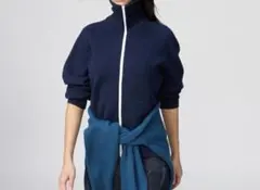 ミラノリブフルジップカーディガン　ユニクロC　ネイビー　ユニクロ　M