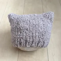 手編み猫耳ニット帽　モカブラウン