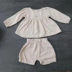 【コトリ】バースデイ ベビー服 セットアップ 95cm コットン レース ガーゼ