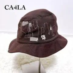【美品】CA4LA 刺繍 ステッチ ハット ブラウン 日本製 秋カラー 旅行