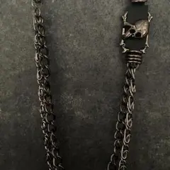 【新品】スカル ウォレットチェーン シルバー ブラックパンク レイヤード