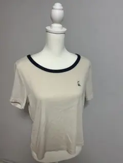 アイボリー レディース Tシャツ リブ編み刺繍 xl