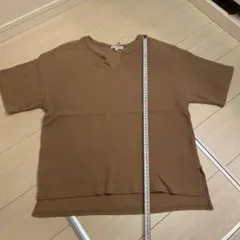 GLOBAL WORK ワッフル 半袖 Tシャツ ブラウン M