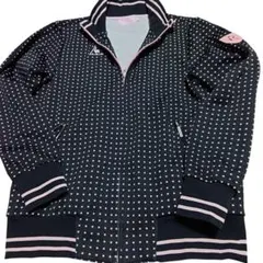 ルコックスポルティフ、レディスジャージ上着、ブラック×ピンクのドット柄、サイズＬ