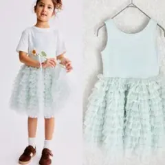 美品 H&M エイチアンドエム チュールドレス ワンピース ノースリーブ ミントのサムネイル