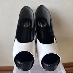 オープントゥ ハイヒール ホワイト ブラック