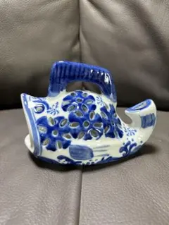 古伊万里染付型紙摺印判結文形皿/変形皿/小皿/豆皿/金継ぎ材料/その④