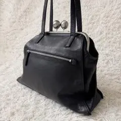 【美品】カワカワ　がま口　レザー　ショルダー　バッグ　ブラックのサムネイル